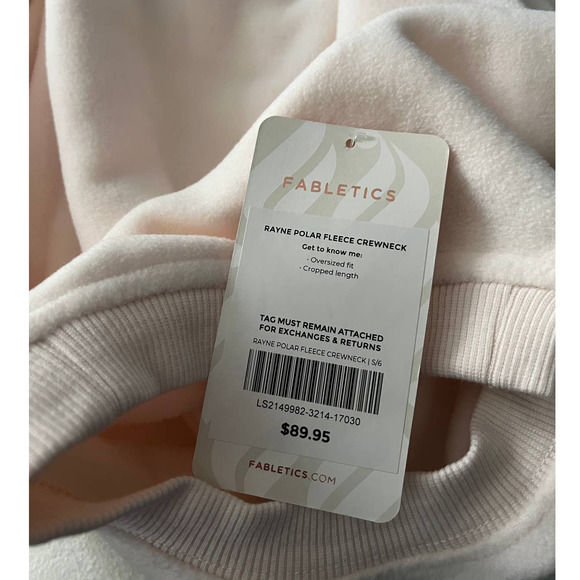 New Fabletics Rayne Polar Fleece Crewneck Oats size S - Picture 7 of 7